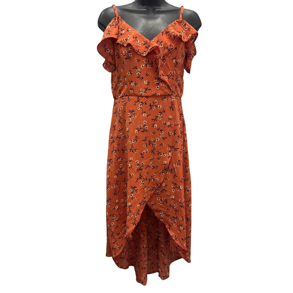 The General Good‎ Rylie hi low maxi dress burnt orange floral print lined PXS